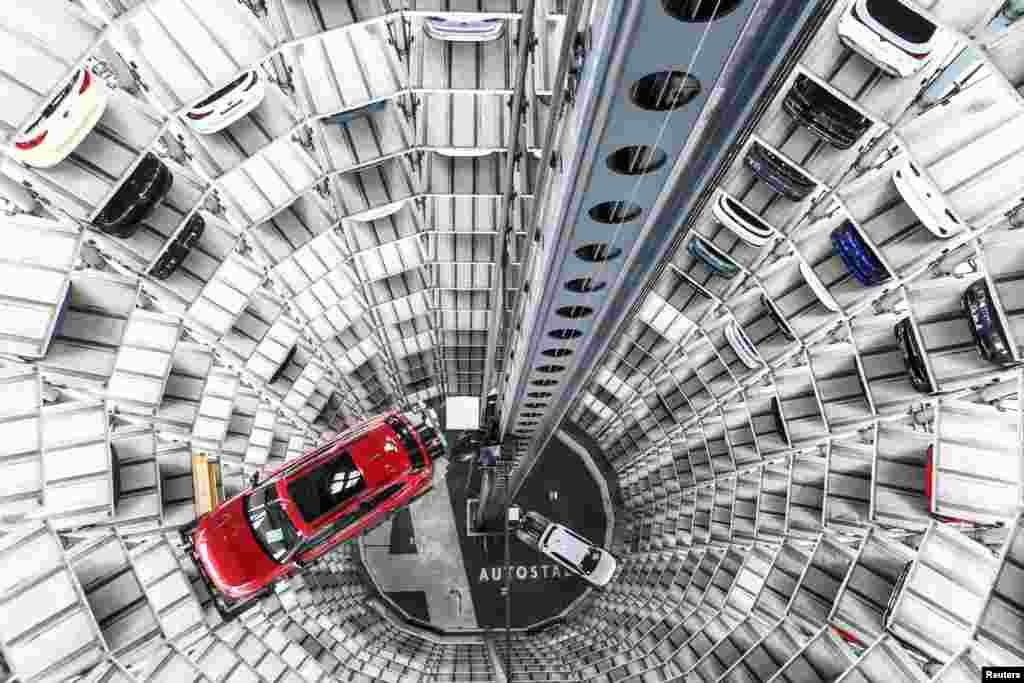 Volkswagen vehicles are seen, on the day of the annual Volkswagen Group press conference in Wolfsburg, Germany.