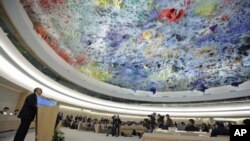 Iran's Foreign Minister Ali Akbar Salehi addresses the 19th session of the Human Rights Council at the United Nations in Geneva, February 27, 2012.