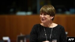 FILE - Dutch Minister for Foreign Trade and Development Cooperation Lilianne Ploumen attends a meeting of EU trade ministers at the EU Headquarters in Brussels on Nov. 11, 2016. 