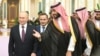 Russian President Vladimir Putin and Saudi Crown Prince Mohammed bin Salman attend a meeting in Riyadh