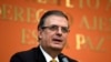 Mexican ​Foreign Minister Marcelo Ebrard speaks during a news conference at the Embassy of Mexico in Washington, Sept. 10, 2019. 