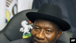Nigerian President Goodluck Jonathan speaks during a press conference on December 7, 2010, after a special summit of Economic Community of West African States (ECOWAS) heads of States on Ivory Coast's electoral crisis.