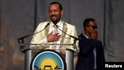 FILE - Ethiopia's Prime Minister Abiy Ahmed speaks in Washington, July 28, 2018.