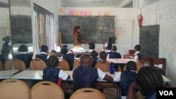 Autistic children sit in class at the Timely Performance Care Center, in Yaounde, Cameroon, Jan. 26, 2021. (Moki Edwin Kindzeka/VOA)