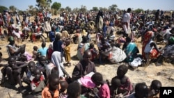 FILE - A photo of some of the thousands of people who flocked into Leer town, South Sudan, to receive food from the International Committee of the Red Cross, Dec. 15, 2015. 