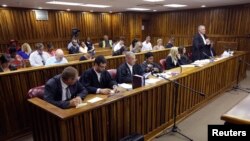 A general view of the courtroom during a bid by Oscar Pistorius's defence team to challenge the prosecution's right to appeal the culpable homicide verdict handed down to Pistorius in 2014, in the Johannesburg High Court, March 13, 2015. 