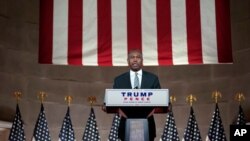 FILE - Housing and Urban Development Secretary Ben Carson speaks on the fourth day of the Republican National Convention from the Andrew W. Mellon Auditorium in Washington, August 27, 2020.