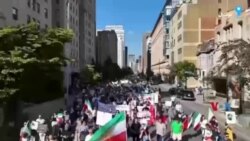 تصویر هوایی از تجمع ایرانیان در مونترال کانادا در سالگرد کشته‌شدن مهسا