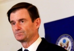 U.S. Under Secretary for Political Affairs David Hale addresses a news conference at U.S. Embassy in Khartoum, Aug. 7, 2019.