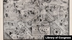 This 1932 map is a guide to nightclubs in Harlem, an historically black New York neighborhood with a rich musical culture that became famous for jazz. (From "A History of America in 100 Maps"/Library of Congress)