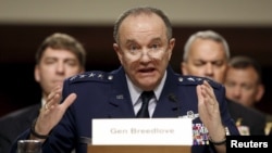 NATO commander U.S. Air Force Gen. Philip Breedlove is seen testifying at a Senate Armed Services Committee hearing on Capitol Hill in Washington, April 30, 2015.