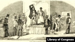 A slave auction in Virginia, 1856.