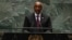 Gen. Abdel-Fattah al-Burhan, president of the Transitional Sovereign Council of Sudan, addresses the 79th session of the United Nations General Assembly, Sept. 26, 2024, at UN headquarters.