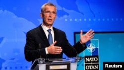 Sekjen NATO Jens Stoltenberg di MArkas Besar NATO di Brussels, Belgia, 20 Agustus 2021. (Francisco Seco/Pool via REUTERS)