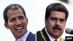Tokoh oposisi Juan Guaido dan Presiden Venezuela Nicolas Maduro 