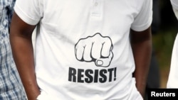 A member of the parliament from the Kenyan opposition National Super Alliance (NASA) coalition attends a news conference launching a new campaign in Nairobi, Kenya, November 3, 2017.