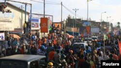 Wafuasi wa upinzani wakiwa katika kampeni za uchaguzi katika mji wa Goma ulioko Kivu Kaskazini, Desemba 6, 2018. Picha na shirika la habari la REUTERS/Samuel Mambo. 