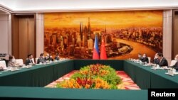 Philippines President Ferdinand "Bongbong" Marcos Jr., meets with with China's National People's Congress (NPC) Standing Committee Chairman Li Zhanshu at the Great Hall of the People in Beijing, China, Jan. 4, 2023.