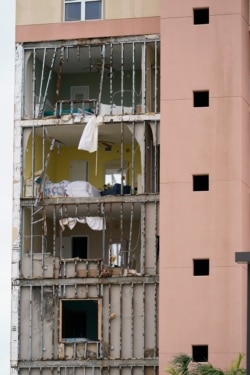 Tropic Isles condominiums are seen after Hurricane Sally moved through the area, Sept. 16, 2020, in Orange Beach, Ala.
