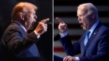 Donald Trump kushoto na Joe Biden kulia wakihutubia mikutano yao ya kampeni za uchaguzi. 