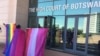 Members of the LGBTQ community celebrate the judgement outside the Botswana High Court in Gaborone, Botswana.