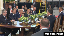 جلسه دونالد ترامپ، رئیس جمهوری آمریکا، با رهبران کشورهای اروپایی