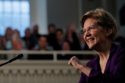 FILE - Democratic 2020 U.S. presidential candidate Elizabeth Warren delivers a speech in Boston, Massachusetts, Dec. 31, 2019.