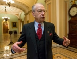 Sen. Chuck Grassley, R-Iowa, talks to reporters in Washington, March 19, 2019.