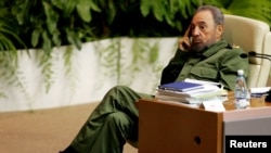 Cuban President Fidel Castro attends a conference on terrorism in Havana's convention centre June 3, 2005. 