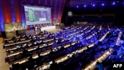 France's Minister of Ecology Francois de Rugy, delivers a speech at the opening of an international conference on biodiversity (IPBES) in Paris on April 29, 2019.
