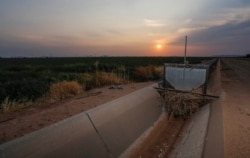 An irrigation canal that runs through land farmed by Tempe Farming Co., in Casa Grande, Ariz., is shown without water, July 22, 2021.