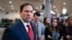 FILE - Then-Senator Marco Rubio speaks to reporters following a classified briefing on China, at the Capitol in Washington, Feb. 15, 2023.