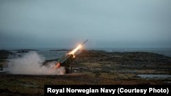 FILE - In this photo provided by the Royal Norwegian Navy, the Norwegian Army fires a National Advanced Surface-to-Air Missile System, or NASAMS, in Andoya, Norway, on May 10, 2023. Three NASAMS are included in a $2 billion proposed arms sale to Taiwan by the U.S.