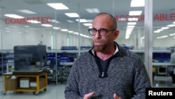 Darren Saravis, CEO of BreathDirect and Nectar, speaks during an interview on the manufacturing of ventilators for COVID-19 patients at the Evolve manufacturing facility in Fremont, Calif., March 26, 2020.