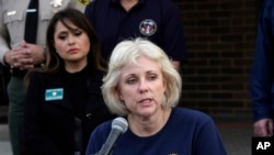 National Transportation Safety Board member Jennifer Homendy comments on the helicopter crash that killed former Los Angeles Lakers star Kobe Bryant and eight others, at the Lost Hills substation in Calabasas, Calif., Monday, Jan. 27, 2020.