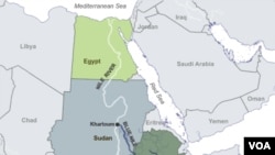 Peta negara-negara di Afrika yang dilalui aliran Sungai Nil.