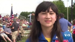 12-year-old Lillian Duran had the distinct honor of pressing the bottle rocket launch button