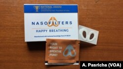 The Nasofilter, developed by a team of young innovators at the Indian Institute of Technology, New Delhi, consists of a thin membrane which fits inside the nose. 