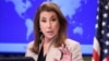 Juru bicara Departemen Luar Negeri AS Tammy Bruce memberikan keterangan kepada media di kantor Deplu AS di Washington, DC. 