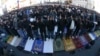 Muslims attend an Eid al-Adha mass prayer in Moscow, Oct. 15, 2013. 