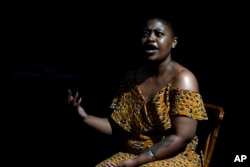 Kgomotso "MoMo" Matsunyane, a director of the play "The Cry of Winnie Mandela" speaks during an interview with The Associated Press at Market Theatre in Johannesburg, South Africa, Feb. 26, 2025.