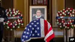 Justice Ruth Bader Ginsburg lies in state in Statuary Hall of the U.S. Capitol in Washington on Sept. 25, 2020. 