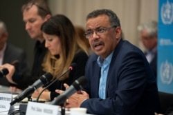 Director-general of WHO, Dr. Tedros Adhanom Ghebreyesus speaks during a news conference in Geneva, Switzerland, Jan. 23, 2020.