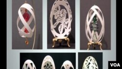 Tina Kannapel's delicately sculpted eggshells on sale in Artists' Undertaking Gallery, Occoquan, Virginia, June 5, 2012. 