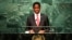 FILE - Zambia's President Edgar Chagwa Lungu addresses the United Nations General Assembly in the Manhattan borough of New York, Sept. 20, 2016. 