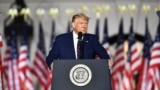 US President Donald Trump delivers his acceptance speech for the Republican Party nomination for reelection during the final day of the Republican National Convention from the South Lawn of the White House on August 27, 2020 in Washington, DC.