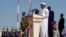 Chadian President Mahamat Idriss Deby (C) delivers his remarks at a ceremony marking the end of France's presence in Chad and the Sahel at the Adji Kossei Air Base in N'Djamena on Jan. 31, 2025. 
