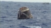 This image from NASA shows the SpaceX Dragon Capsule floating in the Pacific Ocean off the coast of Baja California, May 31, 2012.