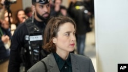 French actor Adele Haenel arrives at the courthouse in Paris, Feb. 3, 2025, for the trial of filmmaker Christophe Ruggia.