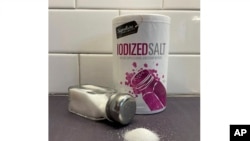 Iodized salt is displayed for a photograph in Philadelphia on Monday, Jan. 6, 2025. (AP Photo/Jonathan Poet)